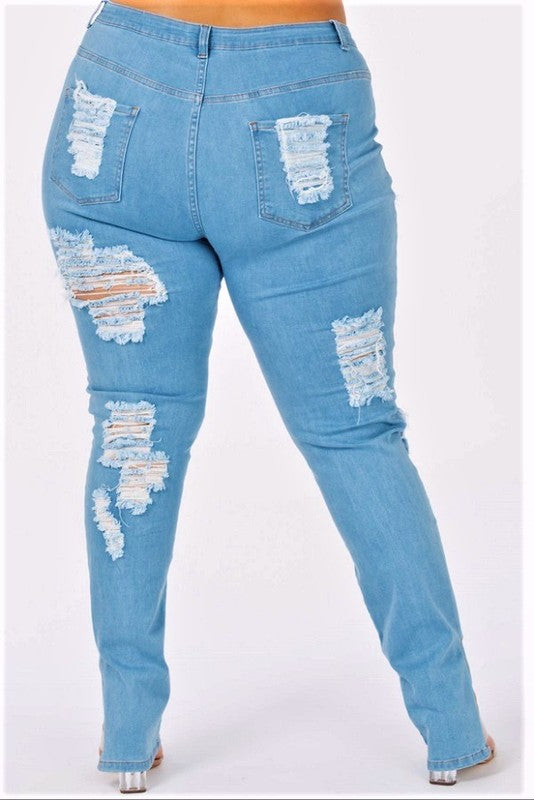 CURVY BABE DISTRESSED JEANS