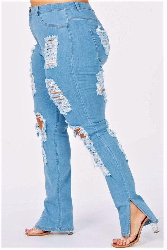 CURVY BABE DISTRESSED JEANS