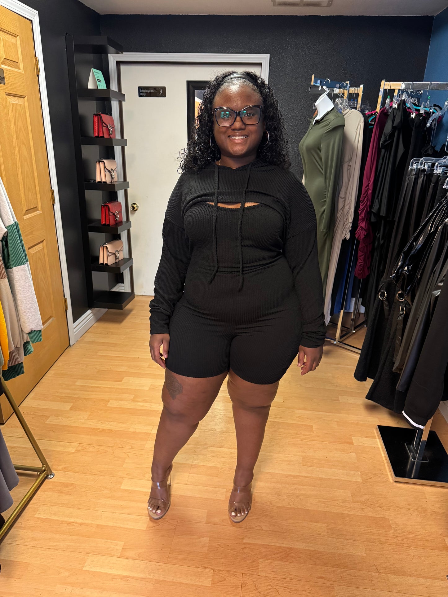 Ribbed Romper Sets (Black)