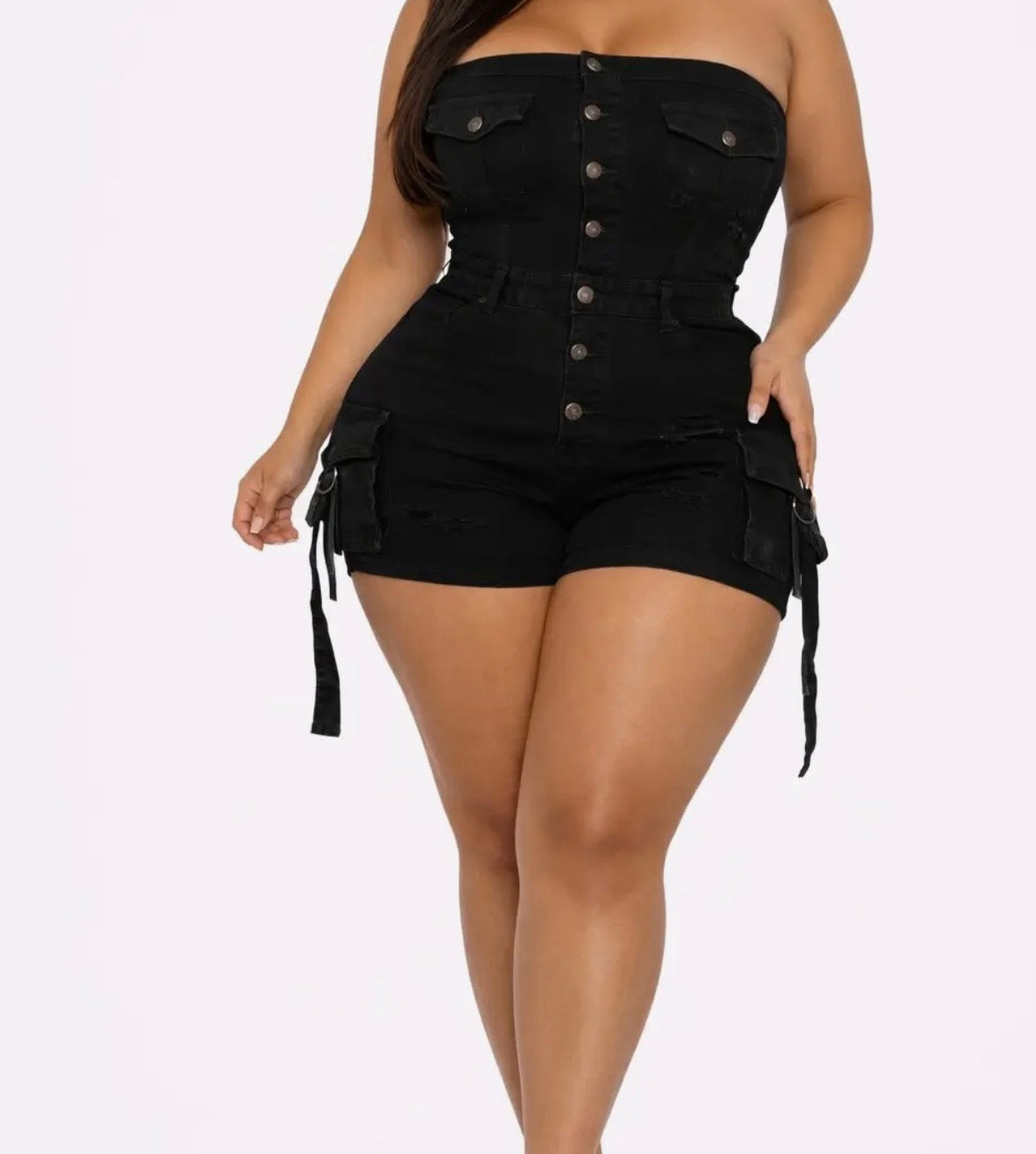 Black Cargo Romper