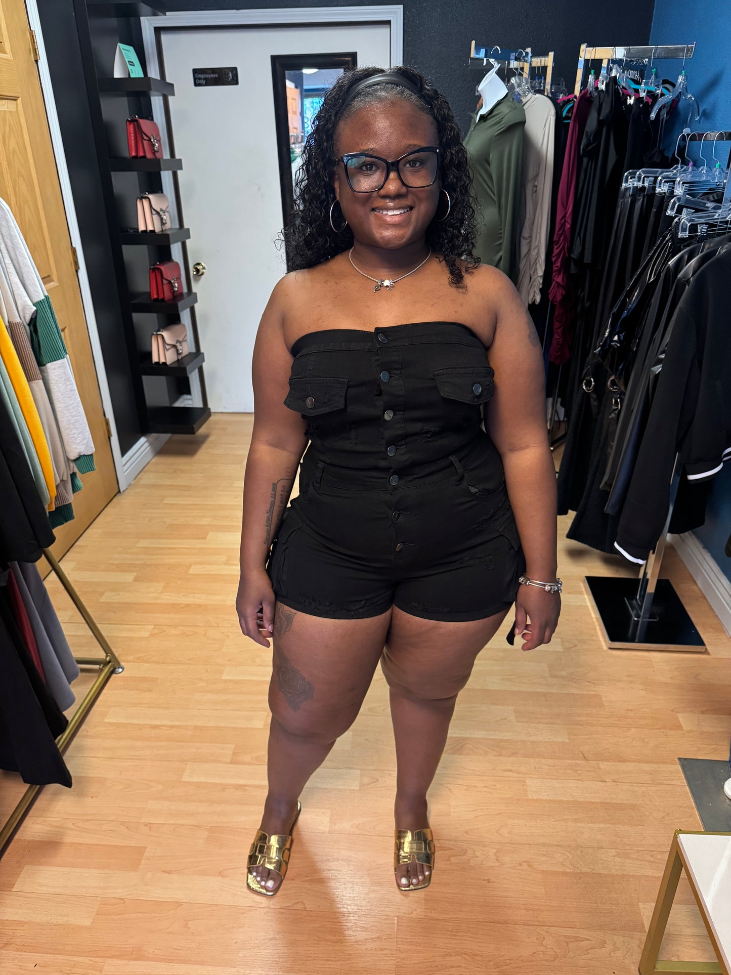 Black Cargo Romper
